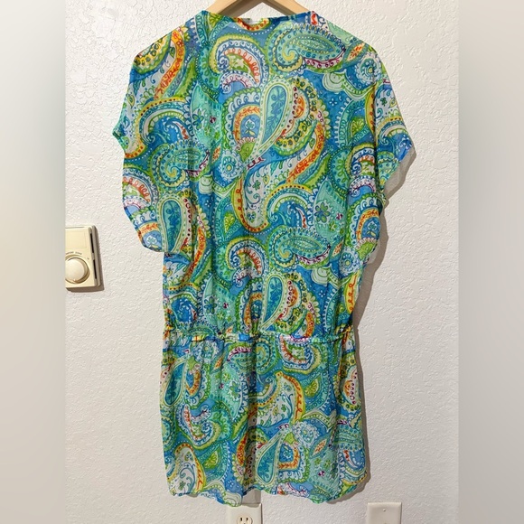 Lauren Ralph Lauren Medium Carnivale Paisley Mesh Swimsuit Cover Up Dress - Picture 2 of 9